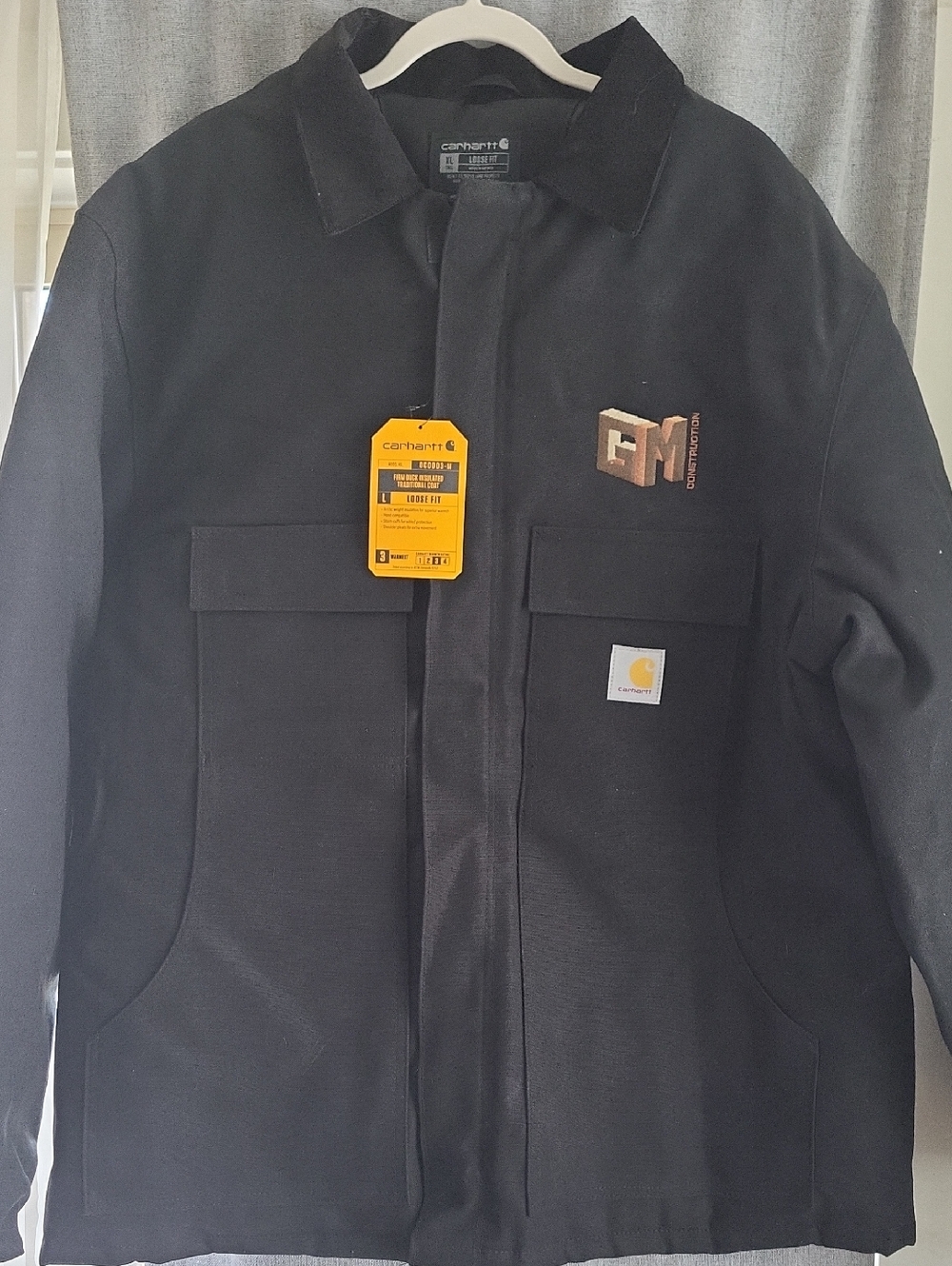 New w/ Tags Carhartt Black Canvas Field Jacket with Logo Patch